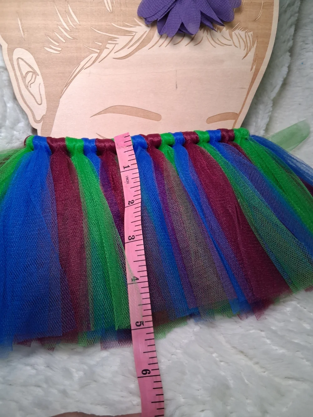Girls Blue Feather Headband with Multicolor Tutu Skirt Costume